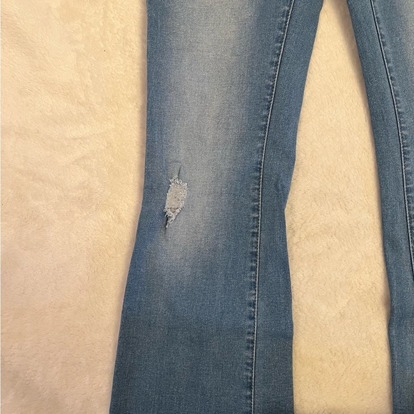 SHEIN Blue Distressed Flare Jeans Size Small, 30” Inseam Y2K Retro Boho Denim - Picture 3 of 8